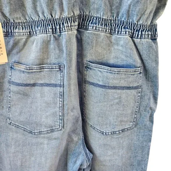 Jordache Vintage Motorcycle Club Denim Jean Cameron Coverall Jumpsuit Size L - Picture 3 of 9